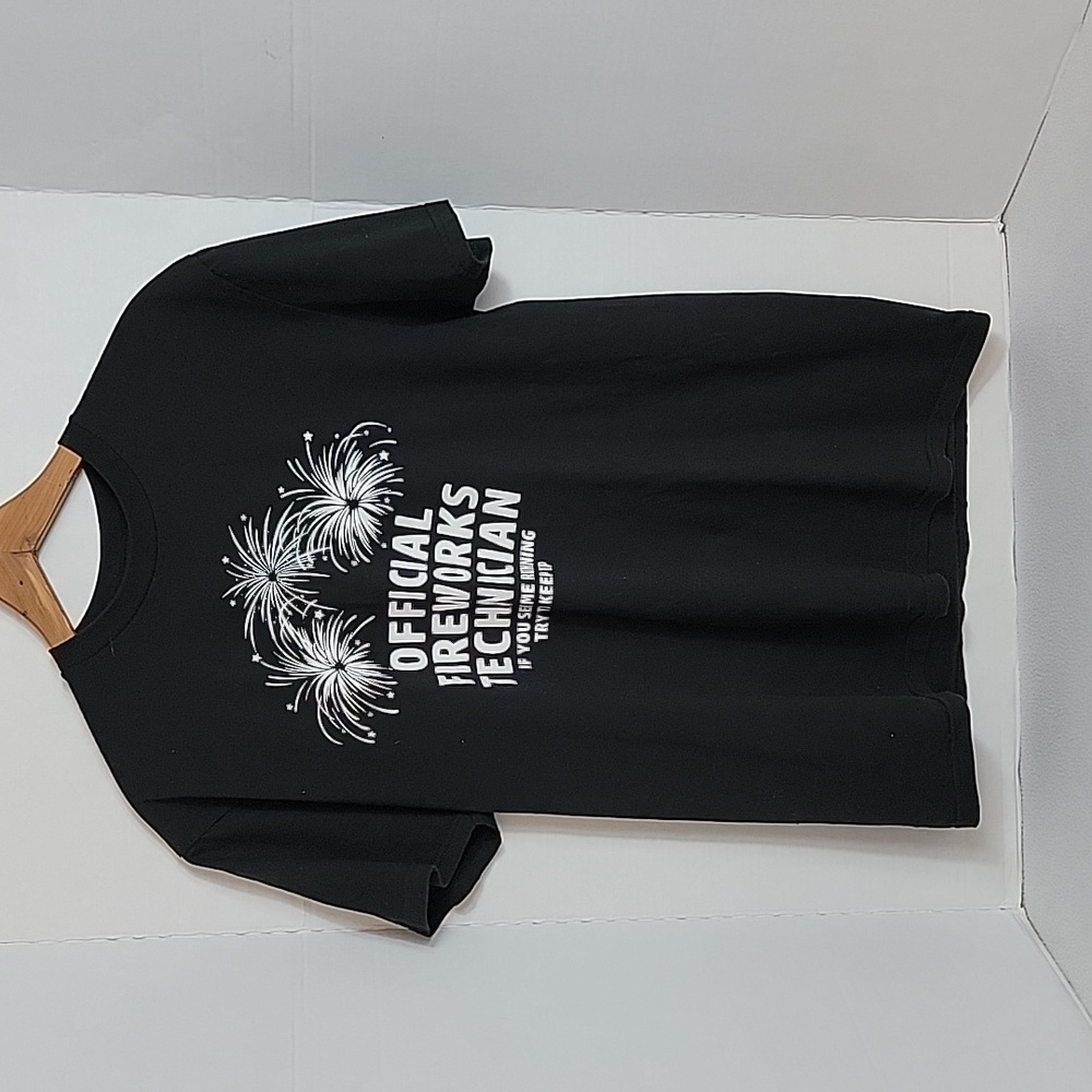 Teespring Men's Black White "Official Fireworks Technician" Funny T-Shirt, M